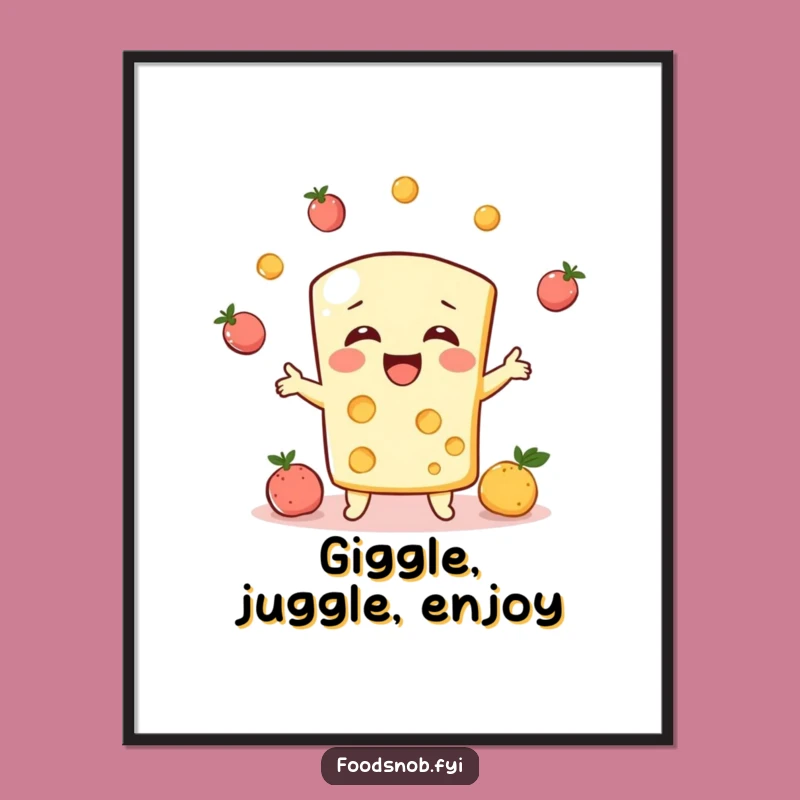 Funny Cheese Juggler Poster, Add Whimsy and Laughter to Your Walls!