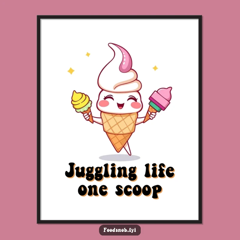 Funny Juggling Ice Cream Poster: Decorate with Sweet, Hilarious Art