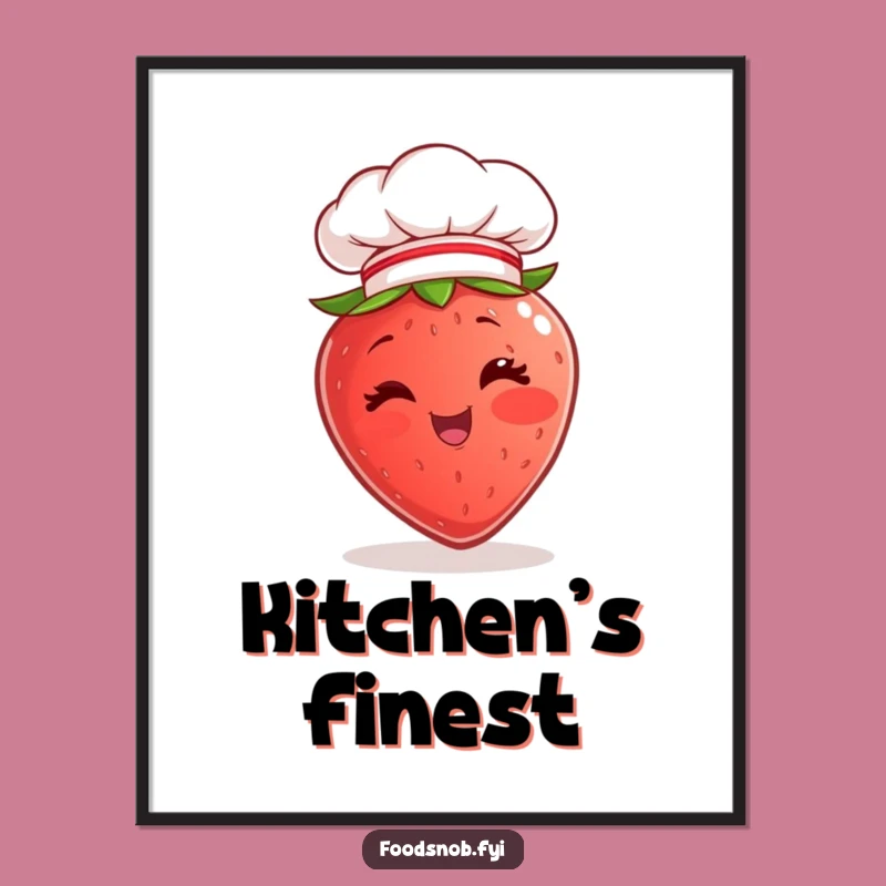 Funny Poster: Chef Strawberry Wink Art for Kitchen Decor