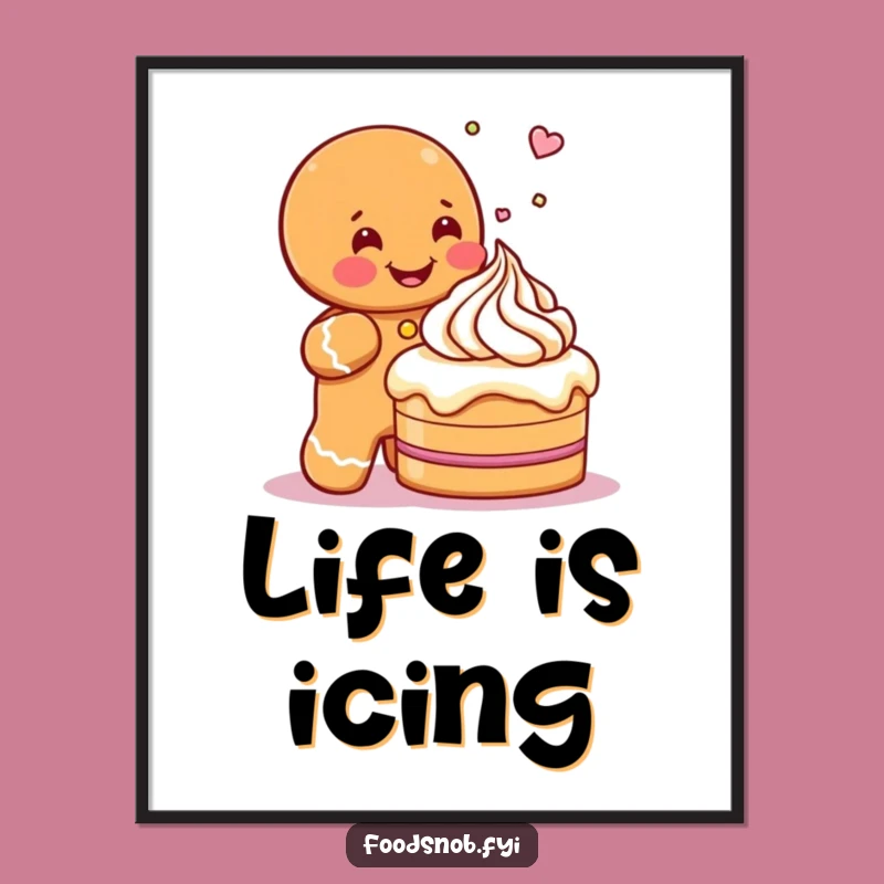 Funny Gingerbread Man Icing Art Poster - Whimsical Baking Decor
