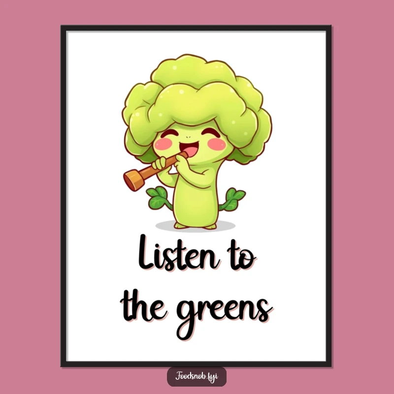 Funny Broccoli Flute Poster - Whimsical Veggie Art for Your Walls