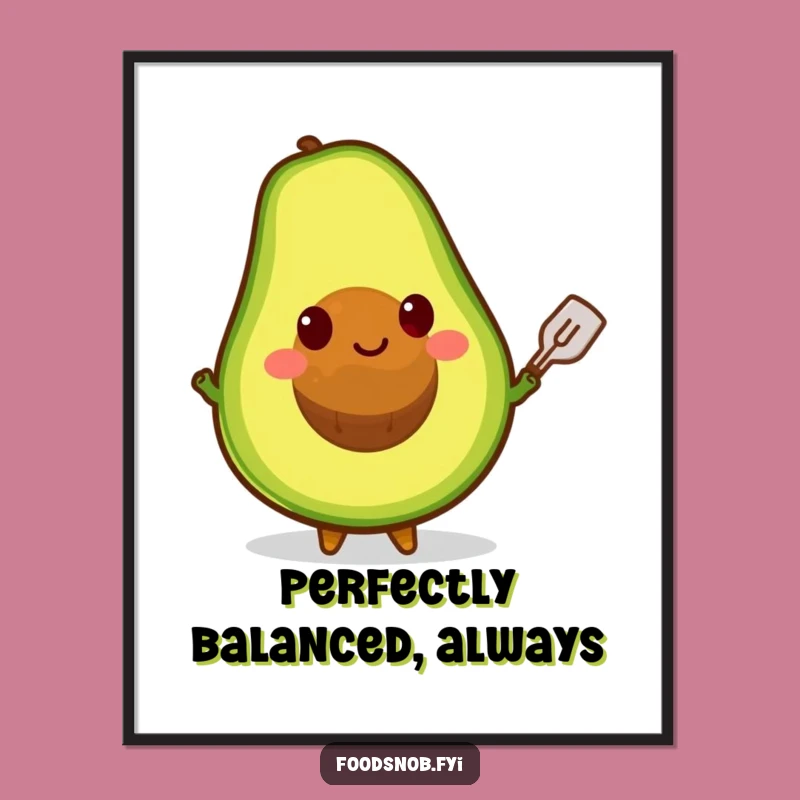 Funny Avocado Pit Spatula Poster - Whimsical Kitchen & Food Art