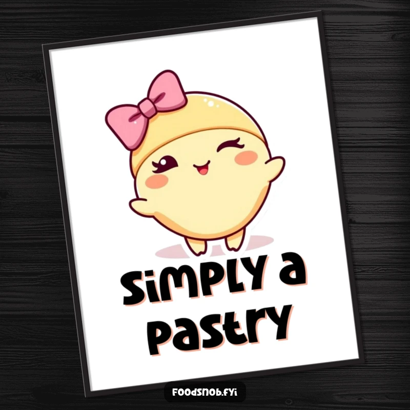 Funny poster art depicting a croissant character winking and bowing elegantly, adding a touch of refined humor to any space.
