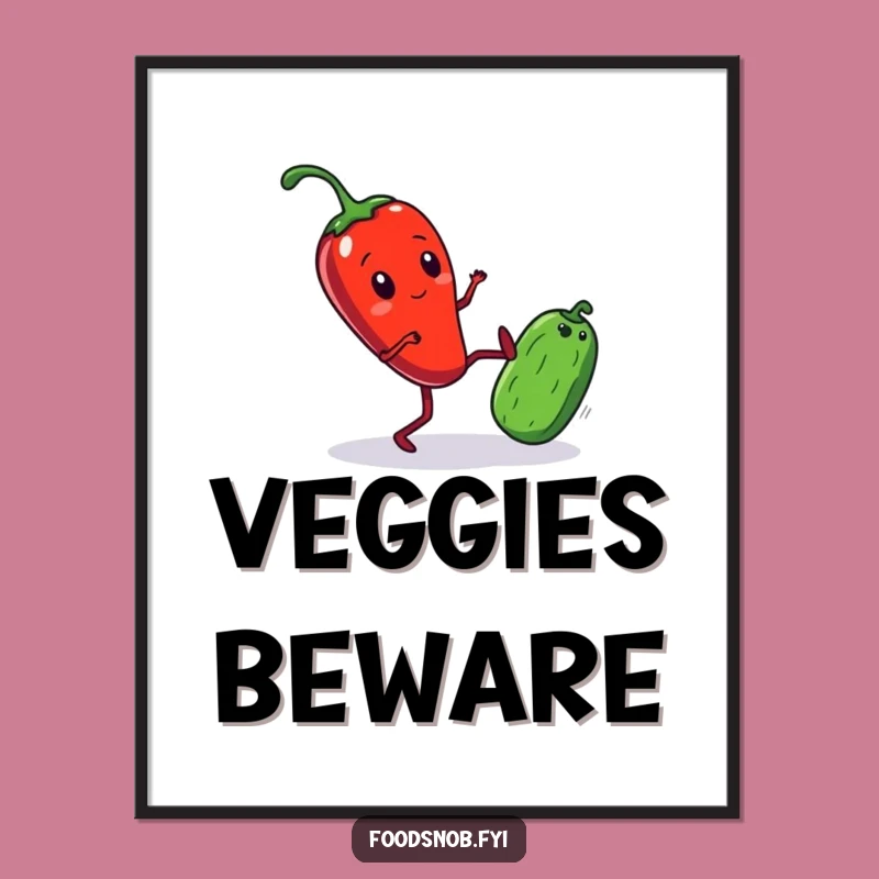 Funny Poster: Kicking Chili Pepper Food Battle Art