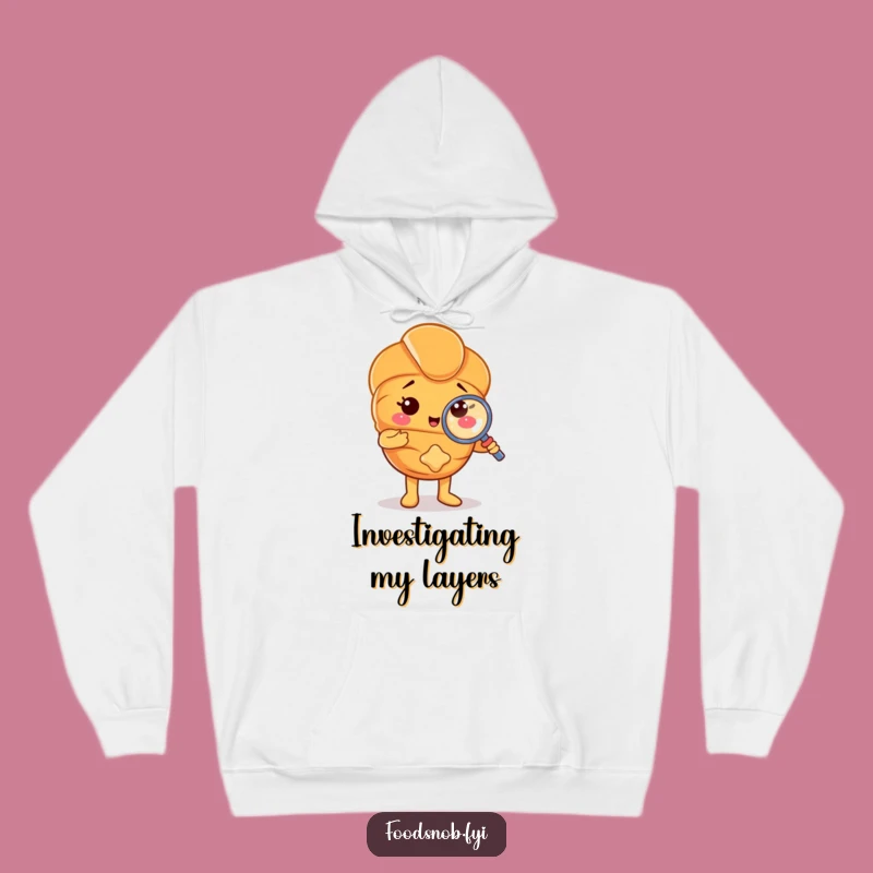Cozy Funny Croissant Detective Hoodie - Warm & Whimsical Pastry Wear