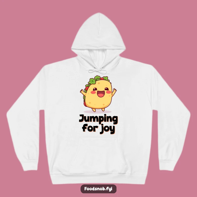 Cozy Funny Excited Taco Hop Hoodie: Warmth and Whimsy