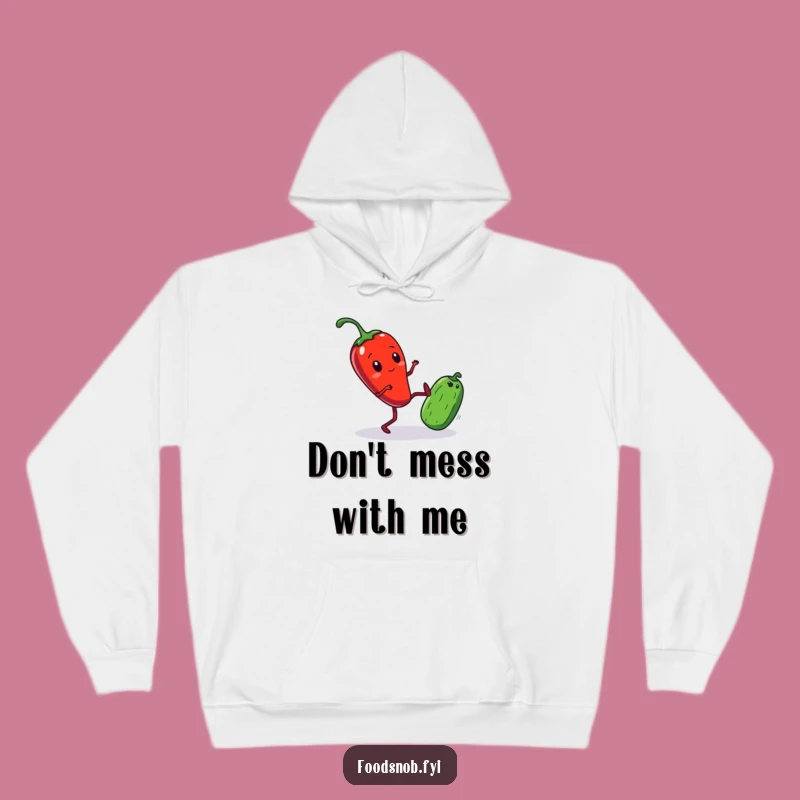 Funny Hoodie: Chili Pepper Kicking Cucumber for Cozy Laughs