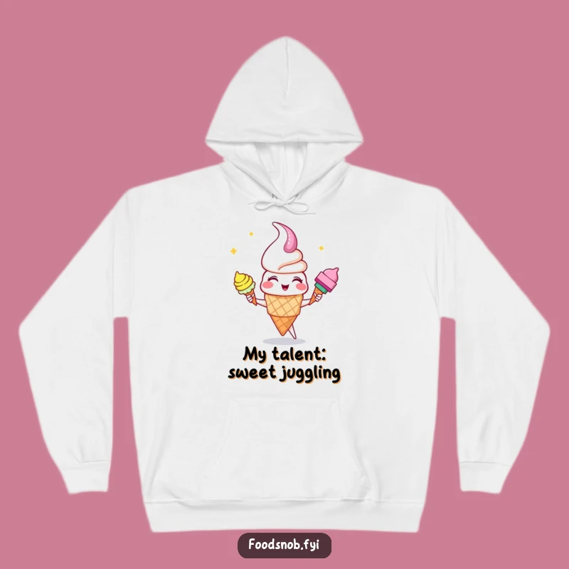 Funny Cozy Juggling Ice Cream Hoodie: Stay Warm with Sweet Merriment