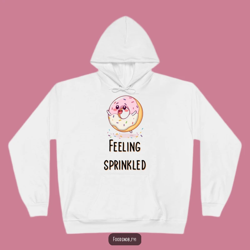 Funny Donut Spinning Hoodie: Cozy Delighted Sprinkle Character Sweatshirt