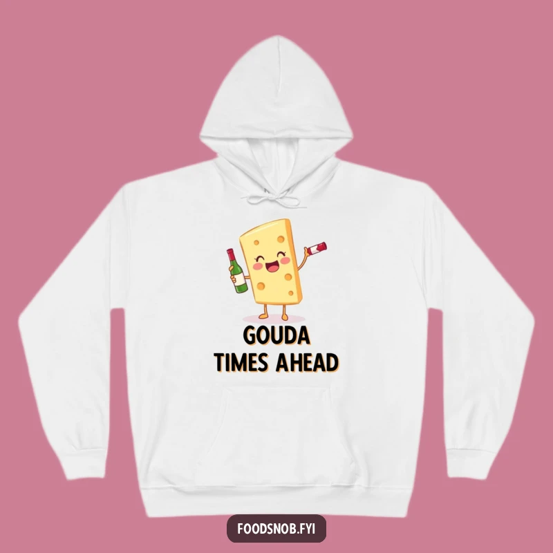 Funny Cheese and Wine Hoodie: Cozy Gleeful Slice Character Sweatshirt Gift