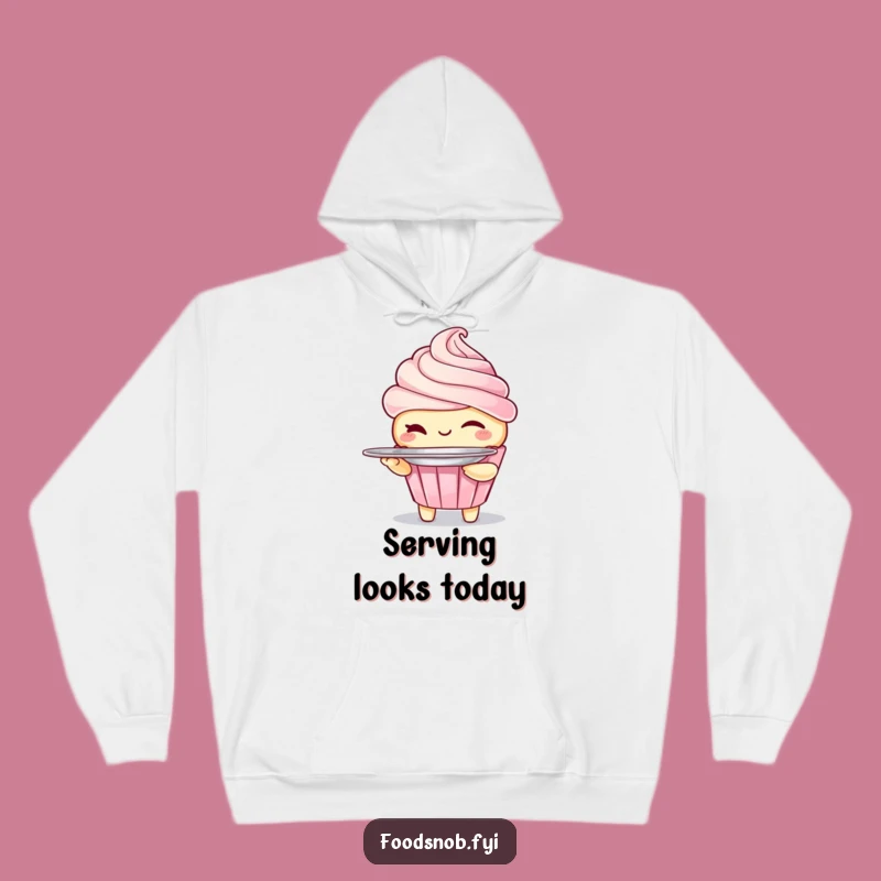 Cozy Funny Winking Cupcake Hoodie - Warm & Whimsical Dessert Wear