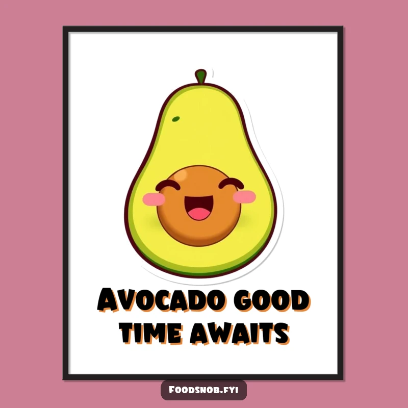 Free Printable Wall Art: Happy Avocado - Downloadable Art for Kitchen Decor