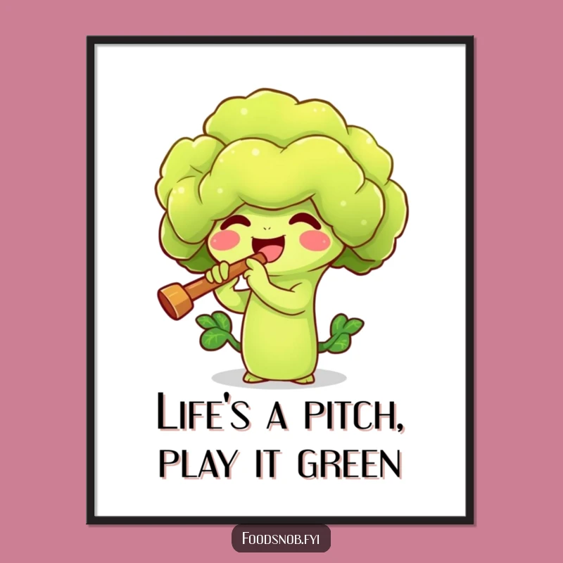 Funny Free Printable Broccoli Art: Veggie Musician Decor, Downloadable Whimsical Art