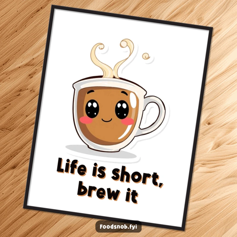 Funny Free Printable Coffee Cup Wall Art: A curious coffee cup with merrily swirling steam creates a cozy vibe. Art print.