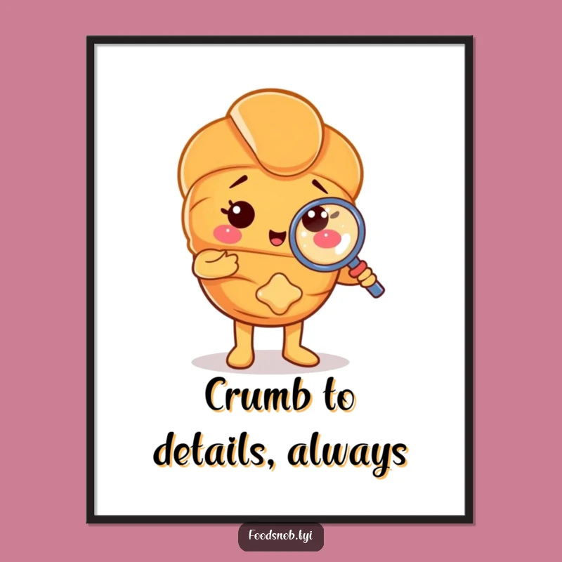 Funny Free Printable Croissant Art: Detective Pastry Decor, Downloadable Whimsical Art