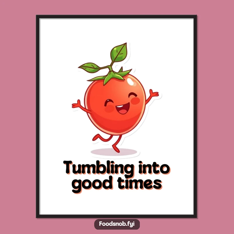 Funny Free Printable Wall Art: Cartwheeling Tomato Decor - Downloadable Playful Art