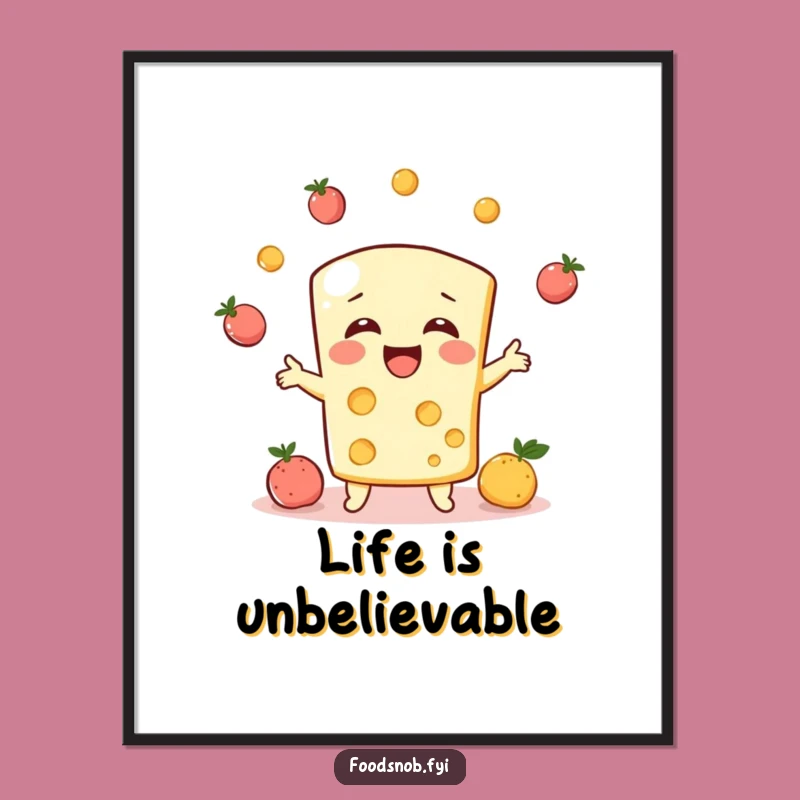 Funny Free Printable Wall Art: Juggling Cheese, Whimsical Downloadable Decor