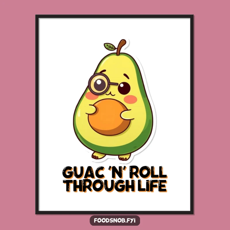 Funny Free Printable Wall Art: Monocled Avocado, Elegant Humorous Downloadable Decor
