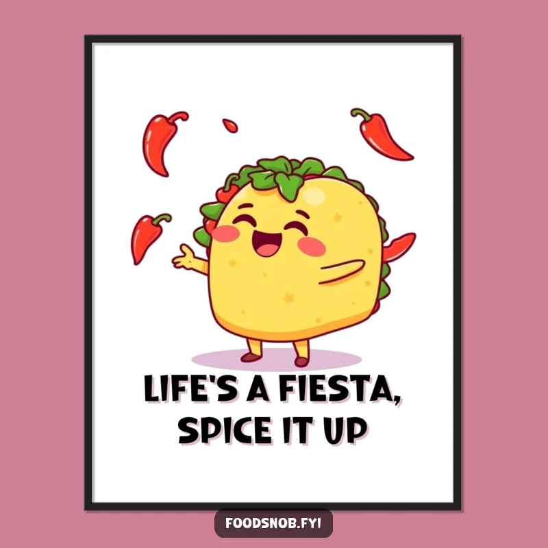 Funny Free Printable Wall Art: Taco Juggling Chili Peppers, Downloadable Humorous Decor!