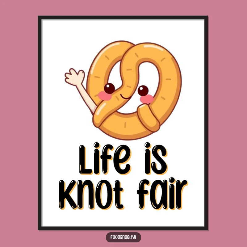 Funny Free Printable Wall Art: Joyful Pretzel Waving for Kitchen Decor