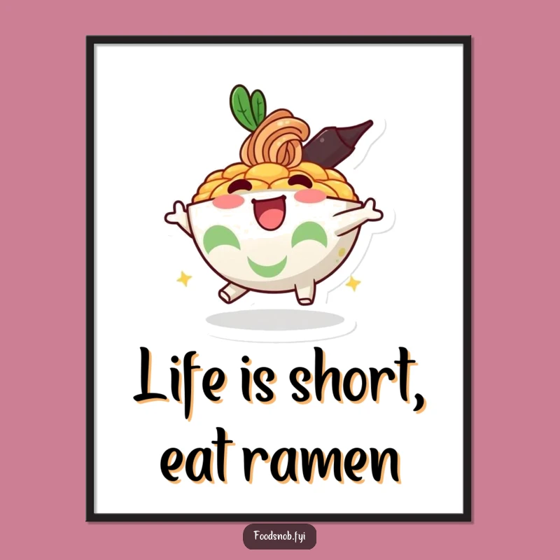 Free Printable Wall Art: Bouncing Ramen Bowl - Downloadable Art for Kitchen Decor