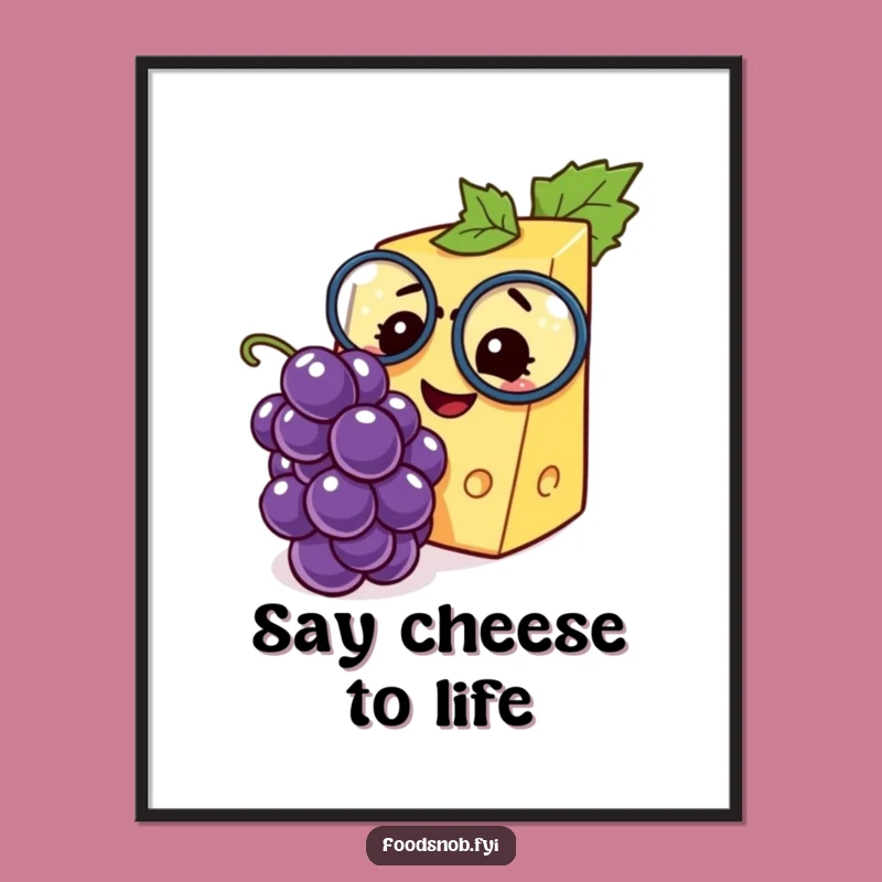 Free Printable Wall Art: Humorous Cheese Wedge & Grape - Downloadable Art for Kitchen Decor