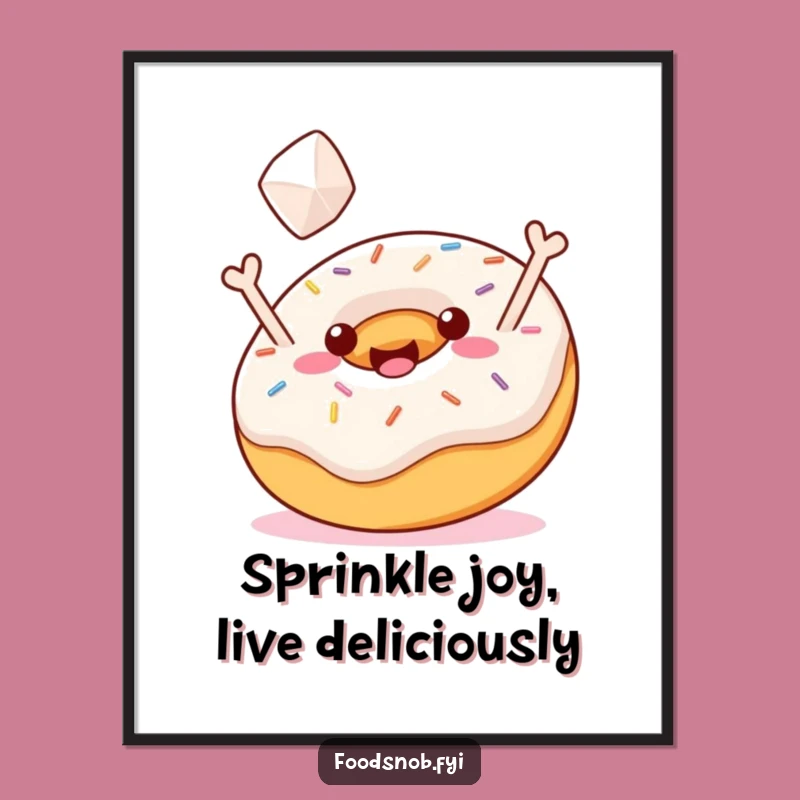 Free Printable Wall Art: Jubilant Donut Sugar Toss, Humorous Downloadable Art for Fun Spaces