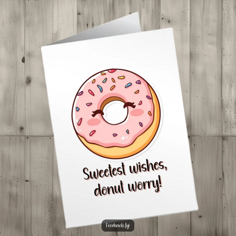 Funny Free Printable Birthday Card: A happy donut with colorful sprinkles winking cheekily, spreading birthday cheer.