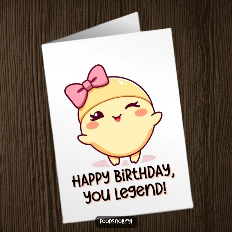 Funny Free Printable Birthday Card: A dapper croissant character winking and taking a stylish bow, exuding charm.