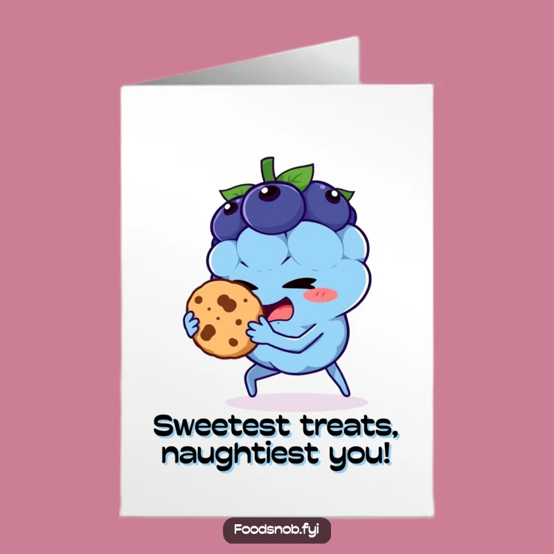 Funny Free Printable Birthday Card: Mischievous Blueberry Cookie Thief - Instant Download Gift