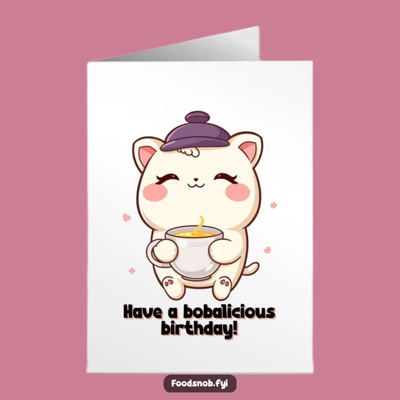 Free Printable Birthday Card: Winking Boba Tea Pal Birthday Download