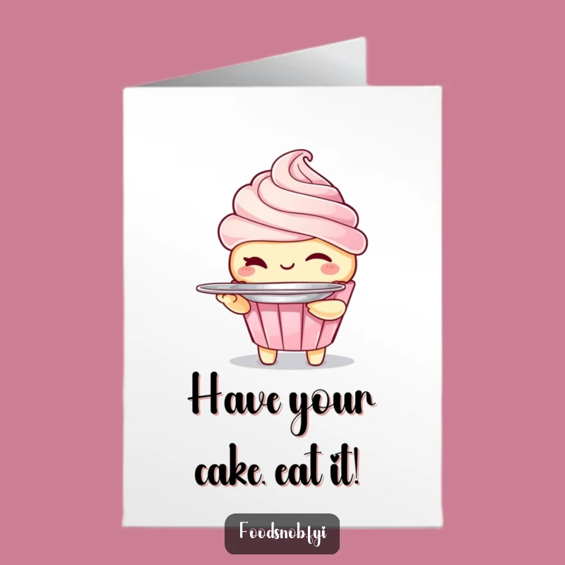 Free Printable Cupcake Birthday Card: Winking Treat Server, Downloadable Funny Gift
