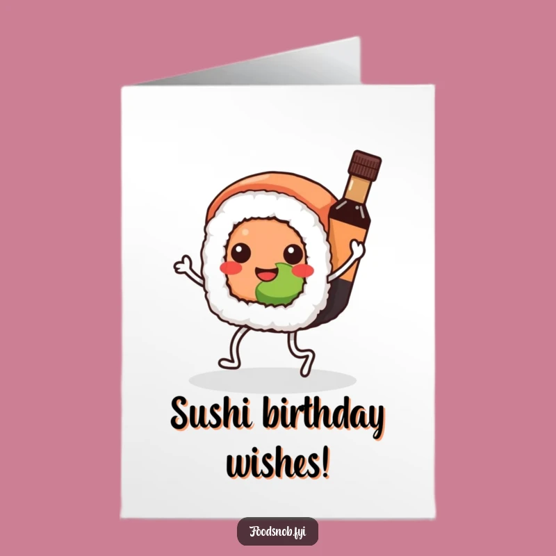 Free Printable Kawaii Sushi Birthday Card - Dancing Sushi Funny Downloadable Gift