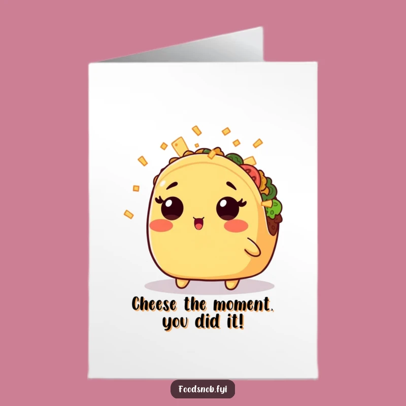 Free Printable Congrats Card: Kawaii Taco Cheese Shower Funny Downloadable Gift