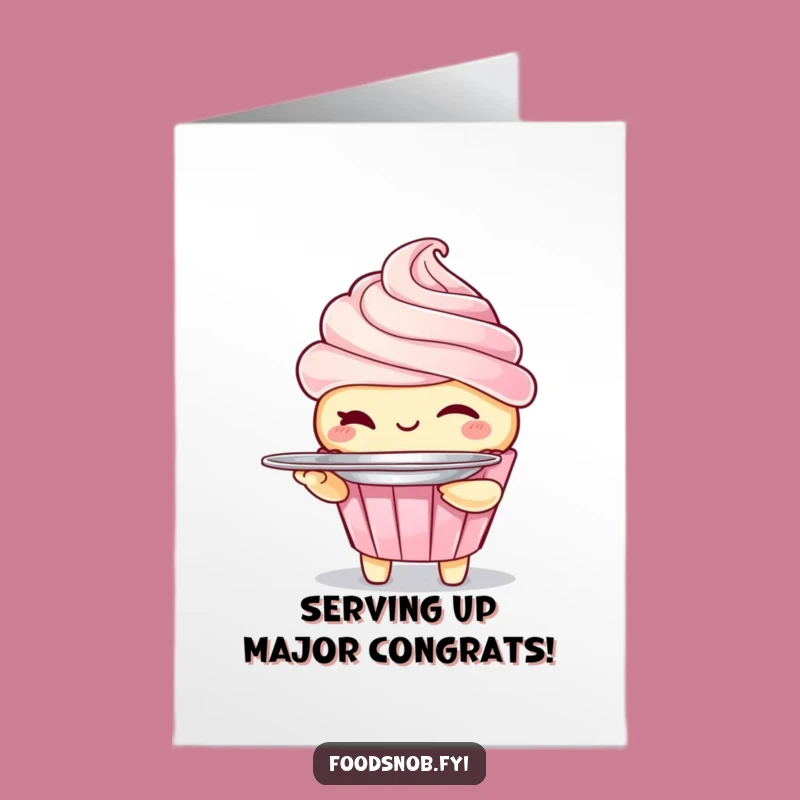 Free Printable Cupcake Congrats Card: Winking Presenter, Downloadable Achievement Gift