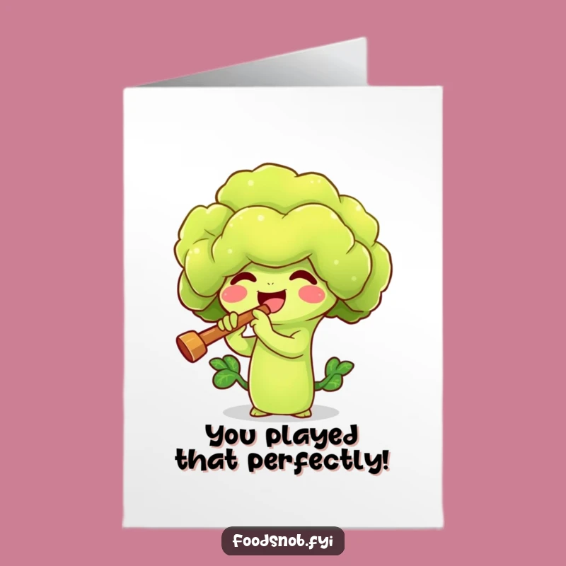 Free Printable Broccoli Congrats Card: Funny Veggie Musician, Downloadable Achievement Gift