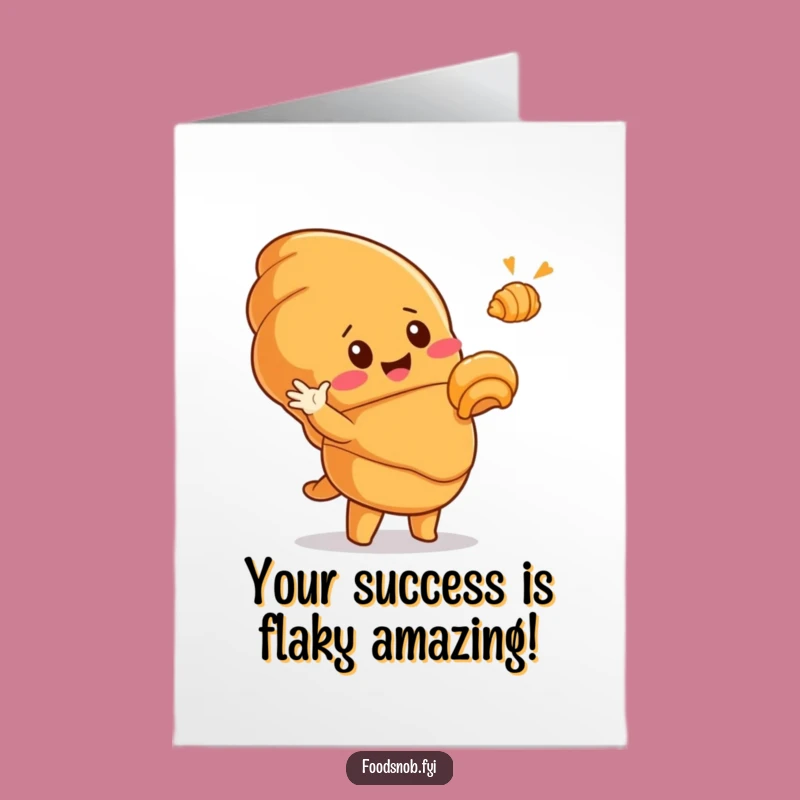 Congrats Free Printable Card: Croissant Character's Big Gesture, Funny Downloadable Gift Idea