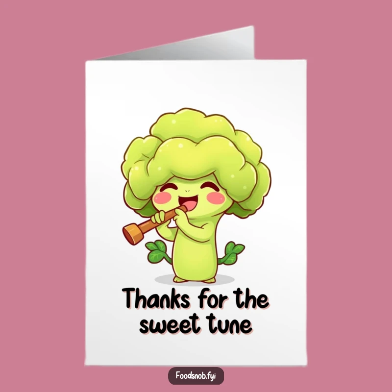 Free Printable Broccoli Thank You Card: Funny Veggie Musician, Downloadable Gratitude Gift