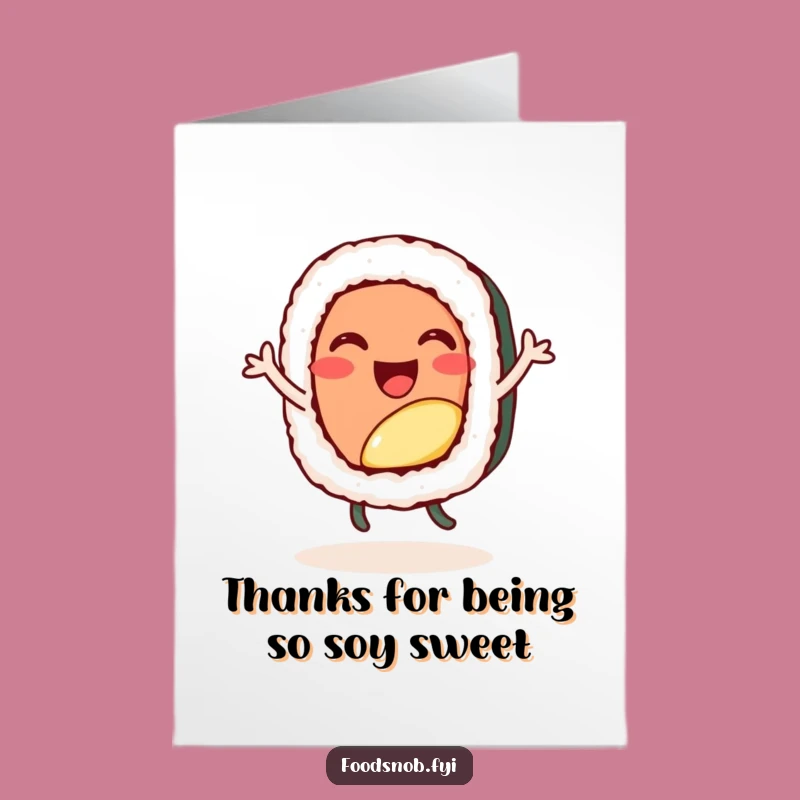 Free Printable Thank You Card: Happy Sushi Dance, Funny Downloadable Gift