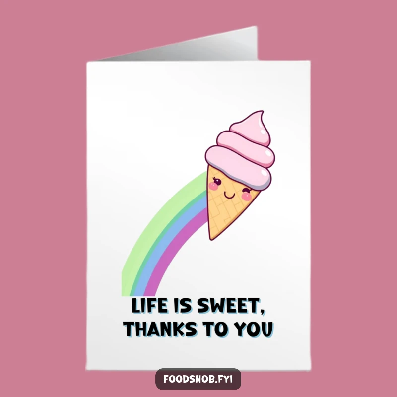 Free Printable Thank You Card: Ice Cream Rainbow Slide Funny Downloadable Gift