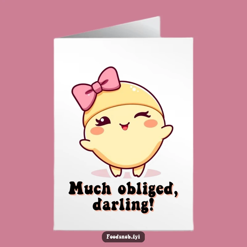 Free Printable Thank You Card: Winking Croissant Bow shows Gratitude