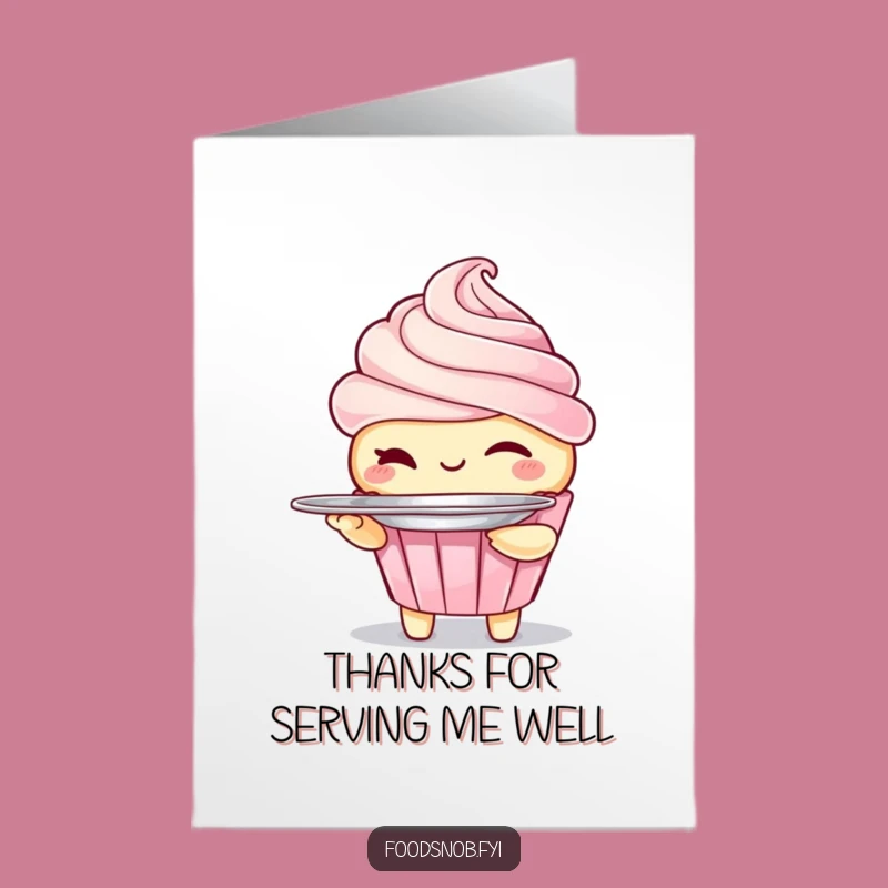 Free Printable Cupcake Thank You Card: Winking Server, Downloadable Gratitude Gift