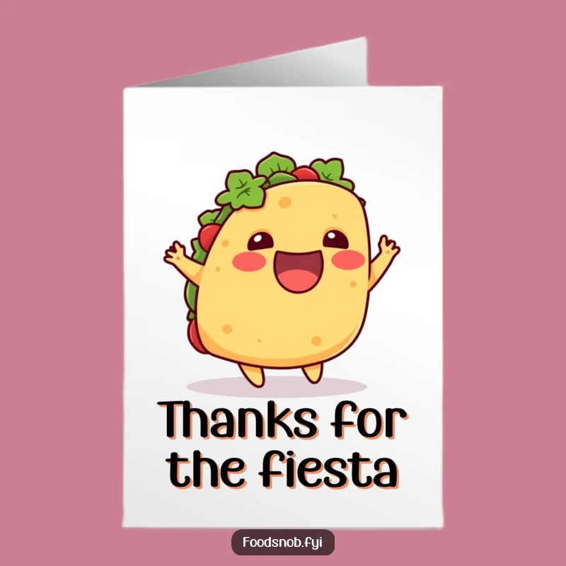 Funny Free Printable Thank You Card: Hopping Taco, Humorous Downloadable Gift of Gratitude