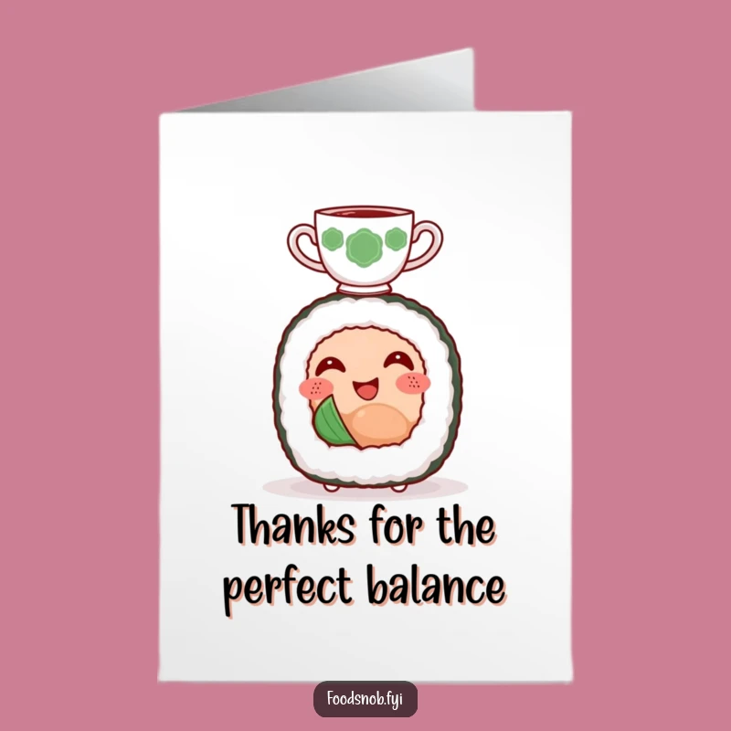 Free Printable Thank You Card: Sushi Character Balance for Grateful Smiles!