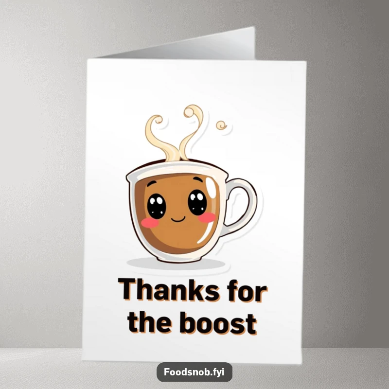 Funny Free Printable Coffee Cup Thank You Card: A curious coffee cup emits cheerful steam, saying thanks. DIY present.