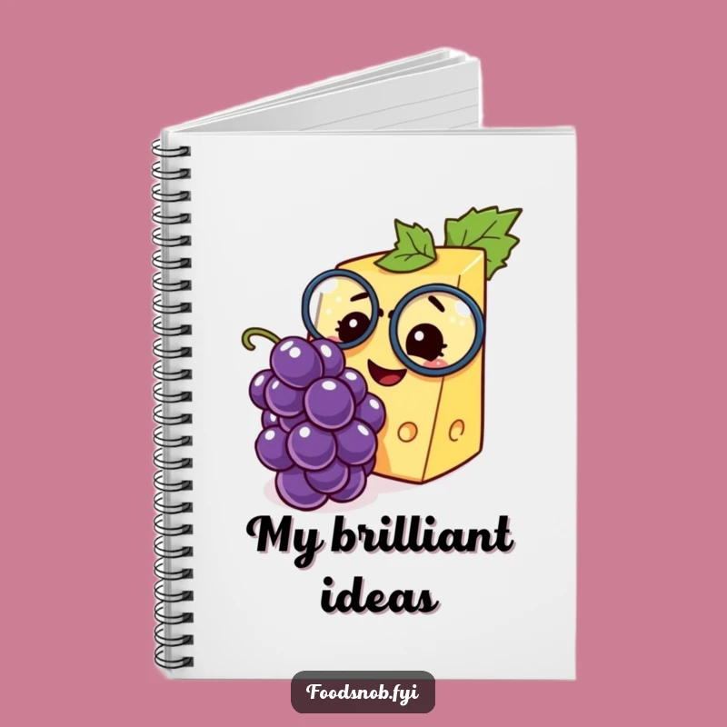 Funny Cheese Monocle Grape Notebook - Jot Down Ideas with Whimsical Humor