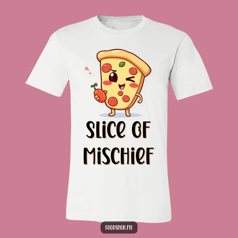Funny Pizza Wink T-Shirt, Mischievous Slice Character Tee
