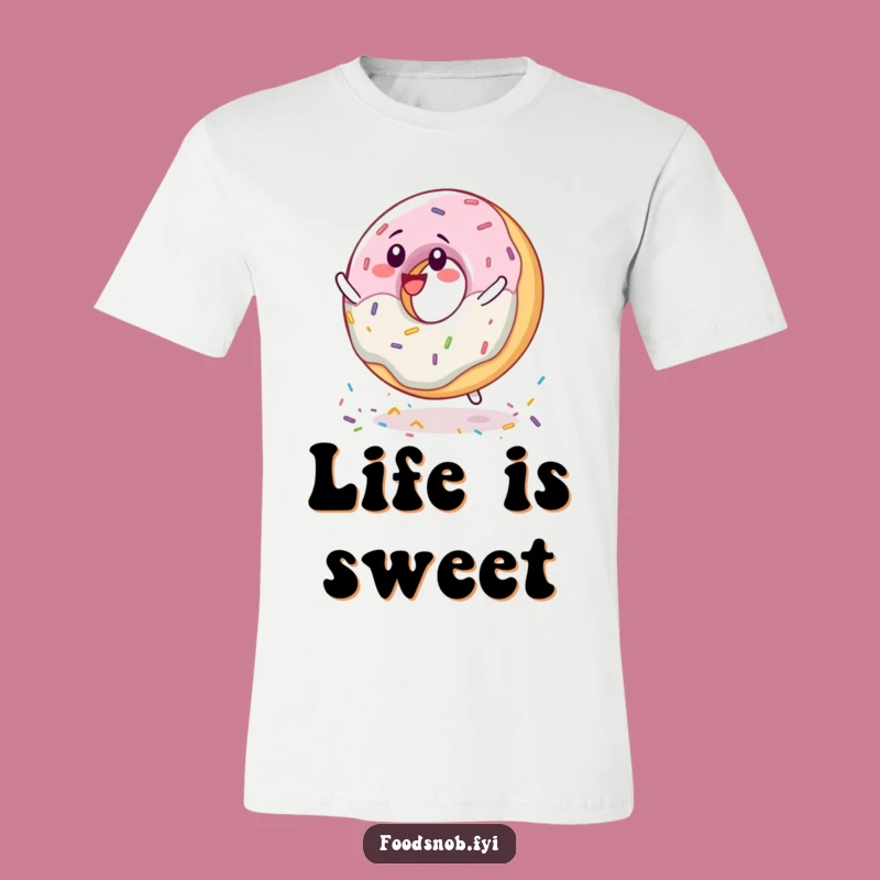 Funny Donut Spinning T-Shirt: Delighted Sprinkle Character Tee for Fun