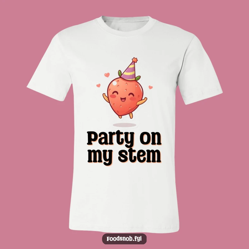 Funny Strawberry T-Shirt: Spinning Fruit with Party Hat for Celebratory Style