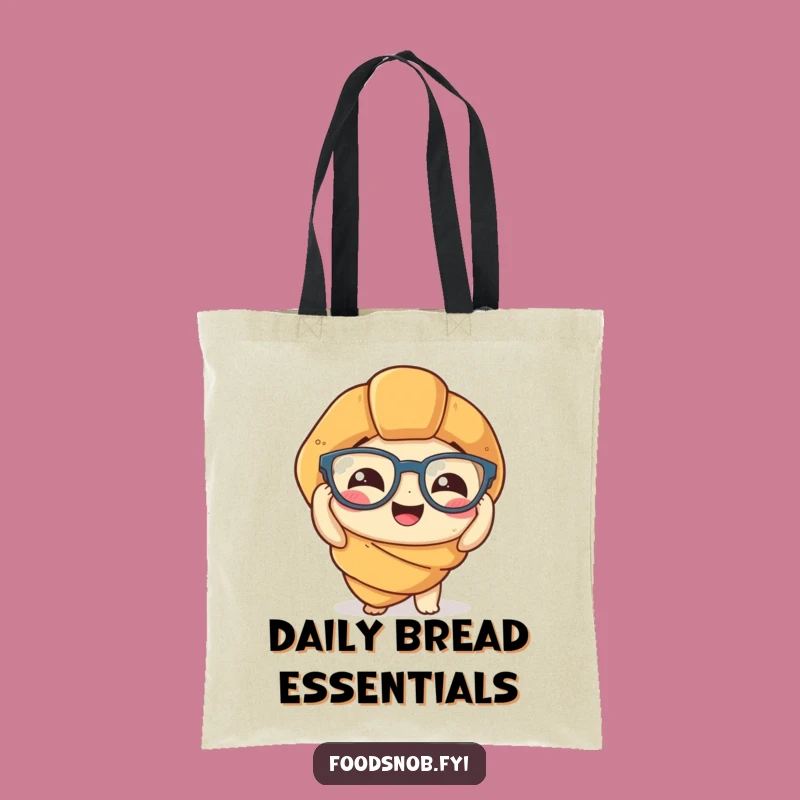 Funny Croissant Tote Bag: Stylish Spectacle Pastry Accessory for Everyday Humor